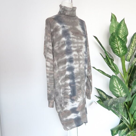 Young Fabulous & Broke Tie Dye Long Sleeve Turtle Neck Sweatshirt Mini Dress M - Picture 7 of 16